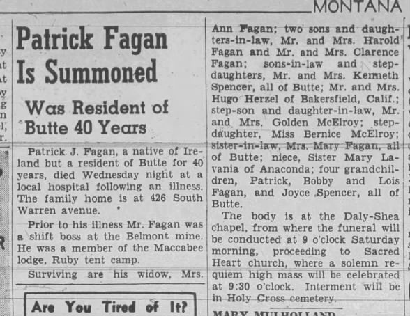 Clipping from The Montana Standard